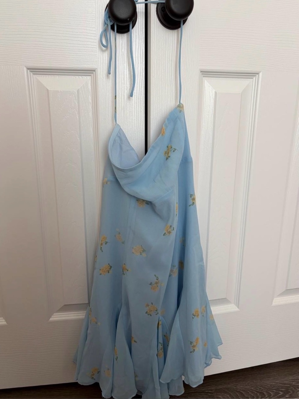 Princess Polly Light Blue Floral Halter Mini Dress